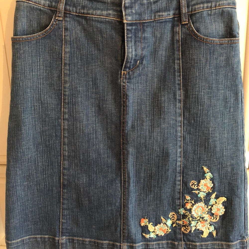 Embroidered Denim Skirt